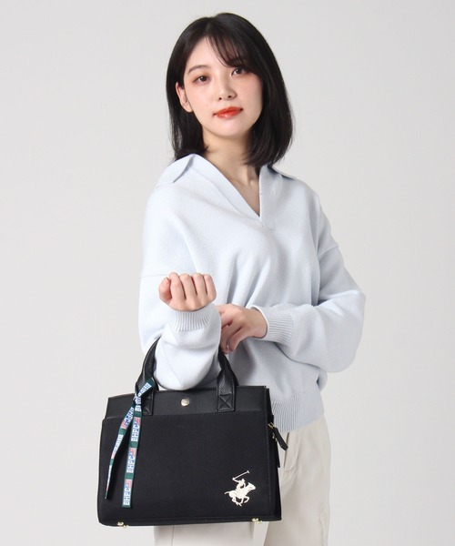 BEVERLY HILLS POLO CLUB(ビバリーヒルズポロクラブ)の「【Beverly Hills Polo Club/ビバリーヒルズポロクラブ】ワンポイントポニー刺繍キャンバストートバッグ(トートバッグ・レディース・ブラック/ネイビー/ホワイト系その他/ホワイト系その他2・FREE)」の6枚目の写真