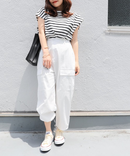 ap retro（アプレトロ）の「裾ダーツカーゴパンツ【ZOZO限定】（カーゴパンツ・レディース・オフホワイト/ブラック/ライトベージュ/ベージュ・FREE）」の18枚目の写真