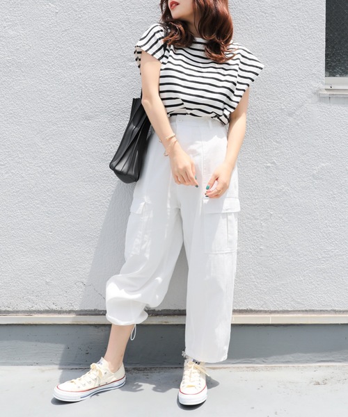 ap retro（アプレトロ）の「裾ダーツカーゴパンツ【ZOZO限定】（カーゴパンツ・レディース・オフホワイト/ブラック/ライトベージュ/ベージュ・FREE）」の19枚目の写真