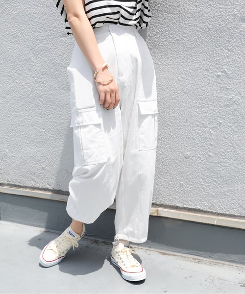 ap retro（アプレトロ）の「裾ダーツカーゴパンツ【ZOZO限定】（カーゴパンツ・レディース・オフホワイト/ブラック/ライトベージュ/ベージュ・FREE）」の8枚目の写真