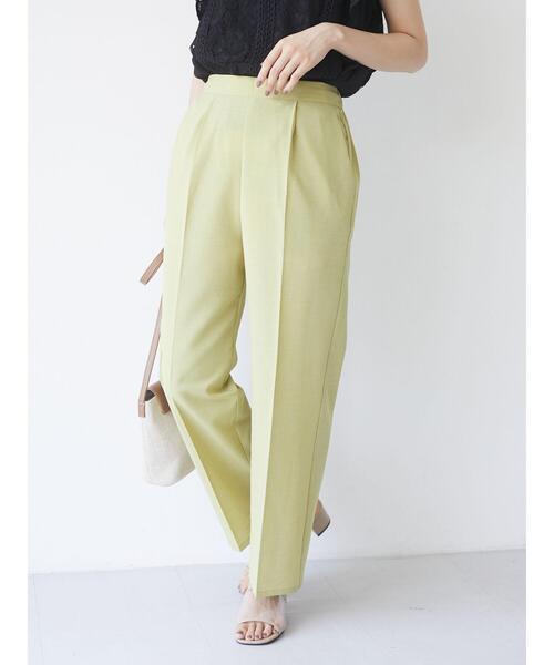 Green　Parks（グリーンパークス）の「接触冷感 センタープレスストレートパンツ＊（その他パンツ・レディース・ネイビー/ブラウン/オレンジ/グリーン/ライトベージュ・FREE）」の9枚目の写真