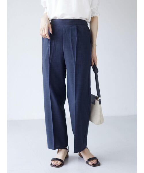 Green　Parks（グリーンパークス）の「接触冷感 センタープレスストレートパンツ＊（その他パンツ・レディース・ネイビー/ブラウン/オレンジ/グリーン/ライトベージュ・FREE）」の10枚目の写真