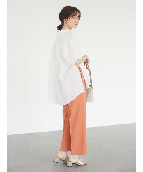 Green　Parks（グリーンパークス）の「接触冷感 センタープレスストレートパンツ＊（その他パンツ・レディース・ネイビー/ブラウン/オレンジ/グリーン/ライトベージュ・FREE）」の12枚目の写真