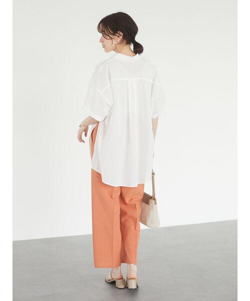 Green　Parks（グリーンパークス）の「接触冷感 センタープレスストレートパンツ＊（その他パンツ・レディース・ネイビー/ブラウン/オレンジ/グリーン/ライトベージュ・FREE）」の13枚目の写真