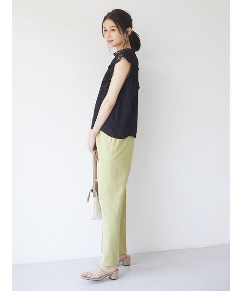 Green　Parks（グリーンパークス）の「接触冷感 センタープレスストレートパンツ＊（その他パンツ・レディース・ネイビー/ブラウン/オレンジ/グリーン/ライトベージュ・FREE）」の20枚目の写真