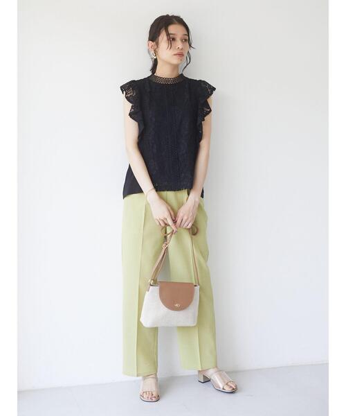 Green　Parks（グリーンパークス）の「接触冷感 センタープレスストレートパンツ＊（その他パンツ・レディース・ネイビー/ブラウン/オレンジ/グリーン/ライトベージュ・FREE）」の22枚目の写真