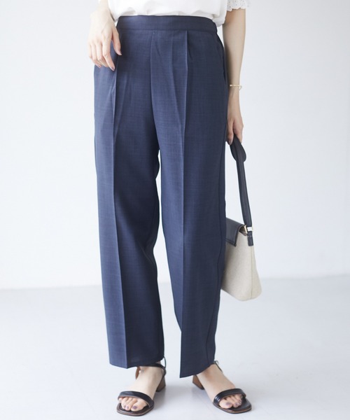 Green　Parks（グリーンパークス）の「接触冷感 センタープレスストレートパンツ＊（その他パンツ・レディース・ネイビー/ブラウン/オレンジ/グリーン/ライトベージュ・FREE）」の4枚目の写真