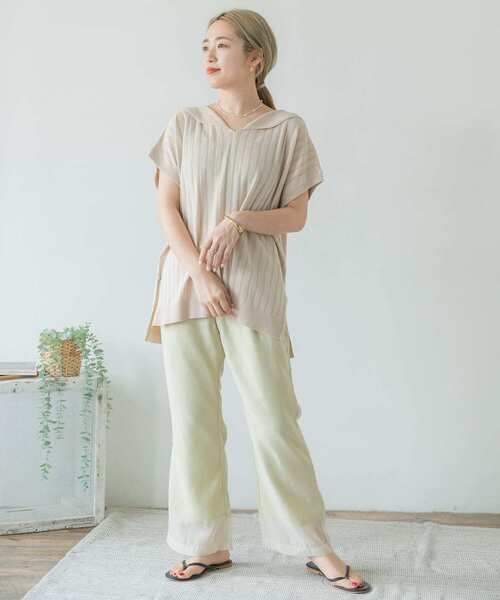 ITEMS URBANRESEARCH（アイテムズ アーバンリサーチ）の「セミフレアシースルーパンツ（その他パンツ・レディース・オレンジ/ベージュ/グレー・FREE）」の12枚目の写真