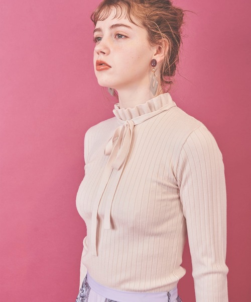 31 Sons de mode（トランテアン　ソン　ドゥ　モード）の「ハイネックリボンリブニット（ニット/セーター・レディース・ボルドー/ブラック/マスタード/オフホワイト・36）」の21枚目の写真