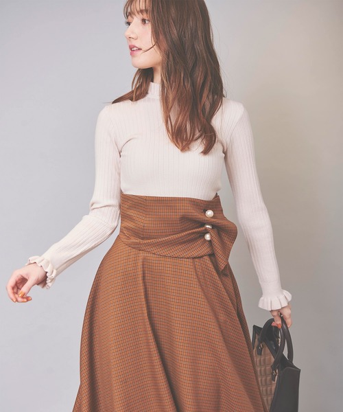 31 Sons de mode（トランテアン　ソン　ドゥ　モード）の「ハイネックリボンリブニット（ニット/セーター・レディース・ボルドー/ブラック/マスタード/オフホワイト・36）」の8枚目の写真