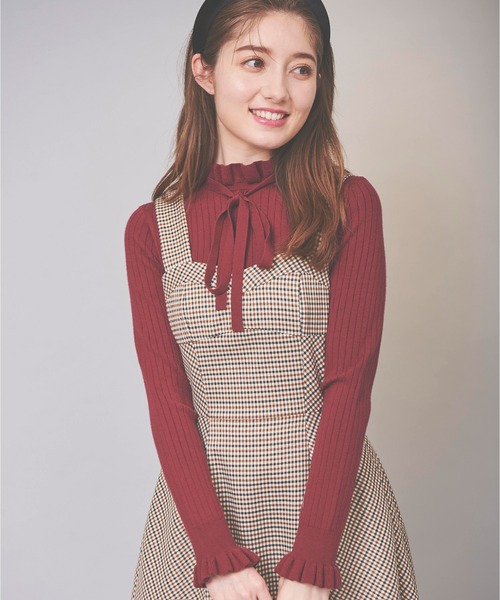 31 Sons de mode（トランテアン　ソン　ドゥ　モード）の「ハイネックリボンリブニット（ニット/セーター・レディース・ボルドー/ブラック/マスタード/オフホワイト・36）」の13枚目の写真