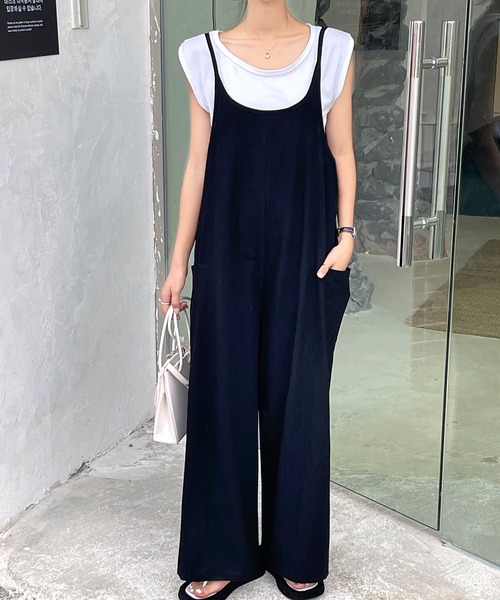 fd style（エフディ スタイル）の「[FD]ワイドジャンプスーツ（サロペット/オーバーオール・レディース・ブラック・FREE）」の3枚目の写真