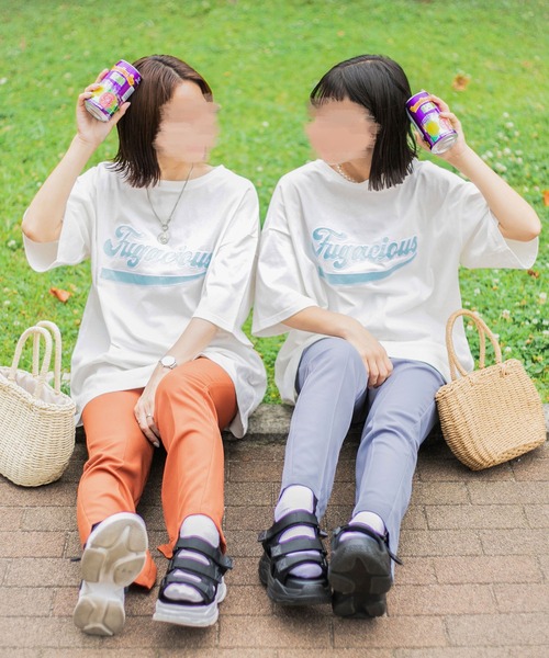 PairPair（ペアペア）の「異素材ロゴTシャツ（ユニセックス）（Tシャツ/カットソー・レディース・グレイッシュブルー/オフホワイト/カーキ/ネイビー・FREE）」の14枚目の写真