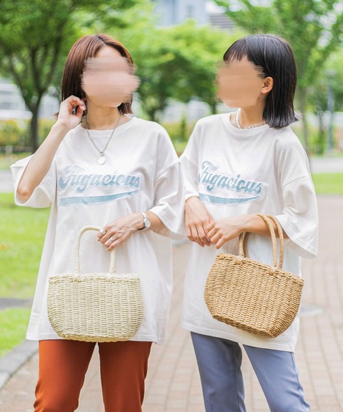 PairPair（ペアペア）の「異素材ロゴTシャツ（ユニセックス）（Tシャツ/カットソー・レディース・グレイッシュブルー/オフホワイト/カーキ/ネイビー・FREE）」の13枚目の写真