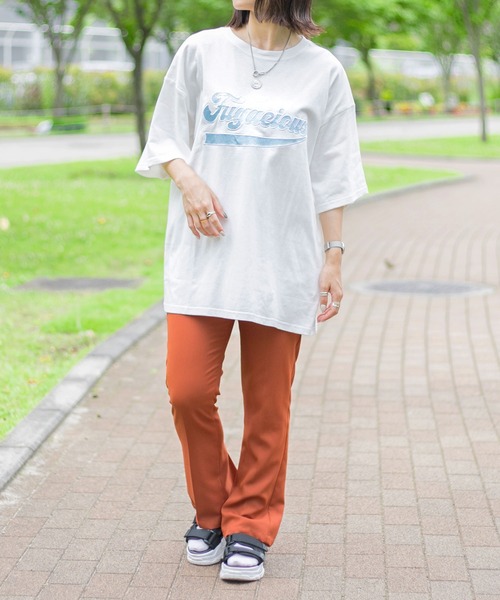 PairPair（ペアペア）の「異素材ロゴTシャツ（ユニセックス）（Tシャツ/カットソー・レディース・グレイッシュブルー/オフホワイト/カーキ/ネイビー・FREE）」の15枚目の写真