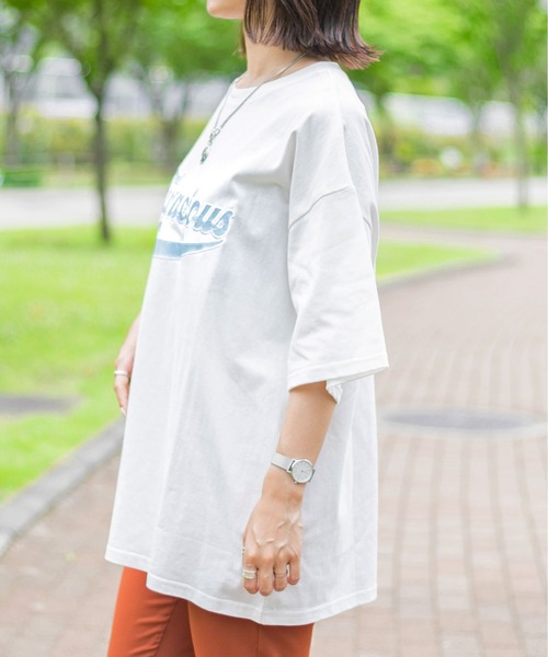 PairPair（ペアペア）の「異素材ロゴTシャツ（ユニセックス）（Tシャツ/カットソー・レディース・グレイッシュブルー/オフホワイト/カーキ/ネイビー・FREE）」の16枚目の写真