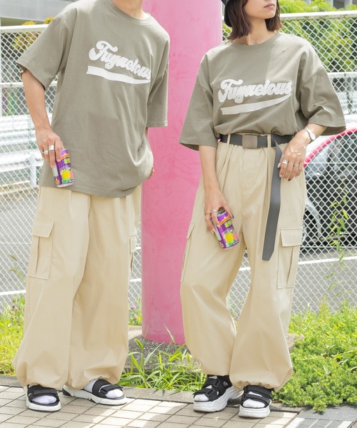 PairPair（ペアペア）の「異素材ロゴTシャツ（ユニセックス）（Tシャツ/カットソー・レディース・グレイッシュブルー/オフホワイト/カーキ/ネイビー・FREE）」の6枚目の写真