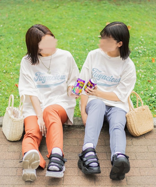 PairPair（ペアペア）の「異素材ロゴTシャツ（ユニセックス）（Tシャツ/カットソー・レディース・グレイッシュブルー/オフホワイト/カーキ/ネイビー・FREE）」の11枚目の写真