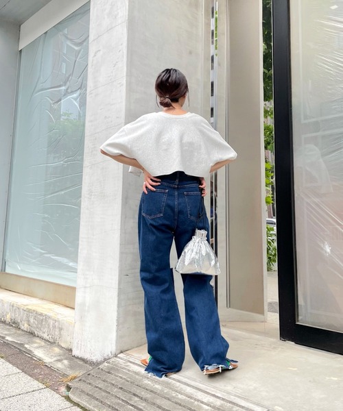 WHO'S WHO gallery（フーズフーギャラリー）の「リングドット半袖カーデ（カーディガン/ボレロ・レディース・ブラック/グリーン/トップグレー/オートミール・FREE）」の8枚目の写真