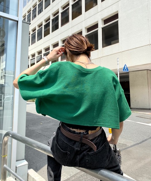 WHO'S WHO gallery（フーズフーギャラリー）の「リングドット半袖カーデ（カーディガン/ボレロ・レディース・ブラック/グリーン/トップグレー/オートミール・FREE）」の18枚目の写真