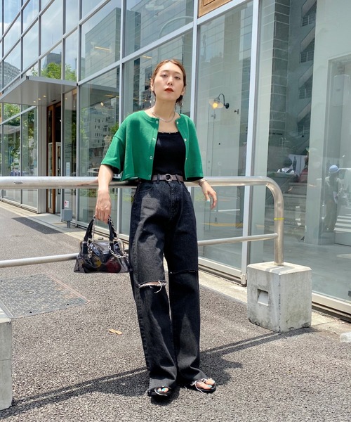 WHO'S WHO gallery（フーズフーギャラリー）の「リングドット半袖カーデ（カーディガン/ボレロ・レディース・ブラック/グリーン/トップグレー/オートミール・FREE）」の19枚目の写真