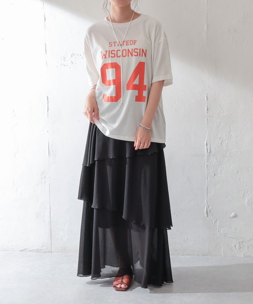 DISCOAT（ディスコート）の「【WEB限定】ナンバーリングロゴTシャツ（Tシャツ/カットソー・レディース・ホワイト/ブラック/アイボリー/スミクロ・FREE）」の2枚目の写真