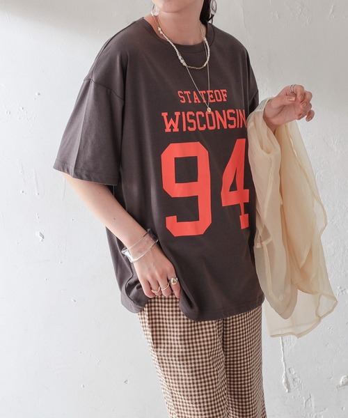 DISCOAT（ディスコート）の「【WEB限定】ナンバーリングロゴTシャツ（Tシャツ/カットソー・レディース・ホワイト/ブラック/アイボリー/スミクロ・FREE）」の4枚目の写真