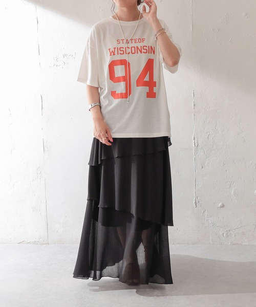 DISCOAT（ディスコート）の「【WEB限定】ナンバーリングロゴTシャツ（Tシャツ/カットソー・レディース・ホワイト/ブラック/アイボリー/スミクロ・FREE）」の6枚目の写真