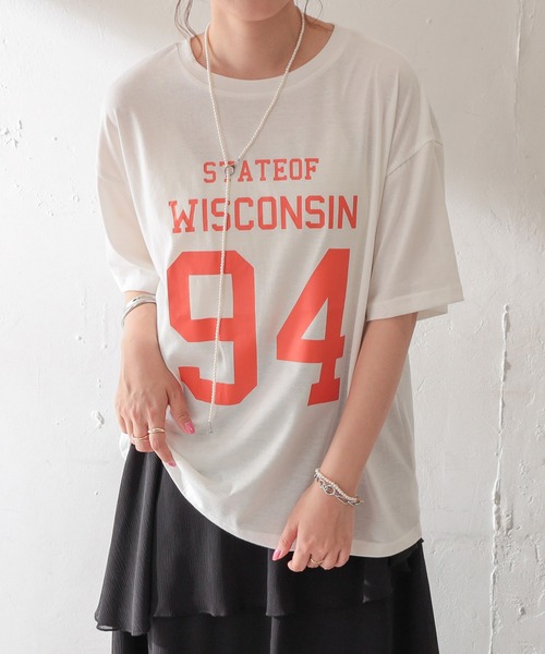 DISCOAT（ディスコート）の「【WEB限定】ナンバーリングロゴTシャツ（Tシャツ/カットソー・レディース・ホワイト/ブラック/アイボリー/スミクロ・FREE）」の9枚目の写真