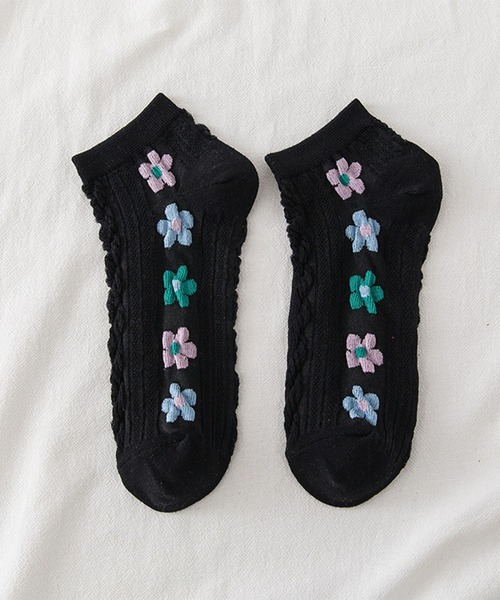 「kakko」（カッコ）の「レディース 花柄スニーカーソックス靴下（ソックス/靴下・レディース・A/B/C/D/E/F/G/H/I/J/K/L/M/N/O/P/S/Q/R・FREE）」の2枚目の写真