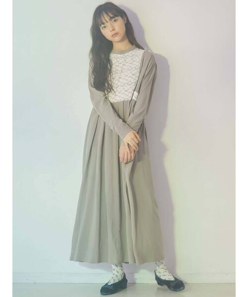 merry jenny（メリージェニー）の「レースビスチェレイヤードワンピース（ワンピース・レディース・ブラック/ベージュ/アイボリー・FREE）」の4枚目の写真