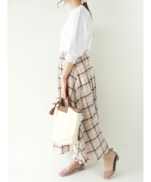 Te chichi(テチチ)の「ローンチェックフレアスカート(スカート・レディース・ネイビー/オフホワイト・フリ-)」の9枚目の写真