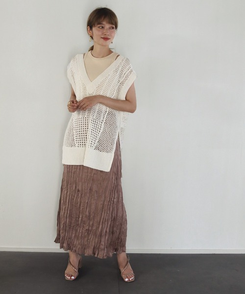 CLEIO（クレイオ）の「【CLEIO】クロシェハンドニットベスト（ニット/セーター・レディース・ダークブラウン/カーキ/アイボリー・FREE）」の13枚目の写真