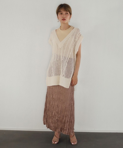 CLEIO（クレイオ）の「【CLEIO】クロシェハンドニットベスト（ニット/セーター・レディース・ダークブラウン/カーキ/アイボリー・FREE）」の16枚目の写真