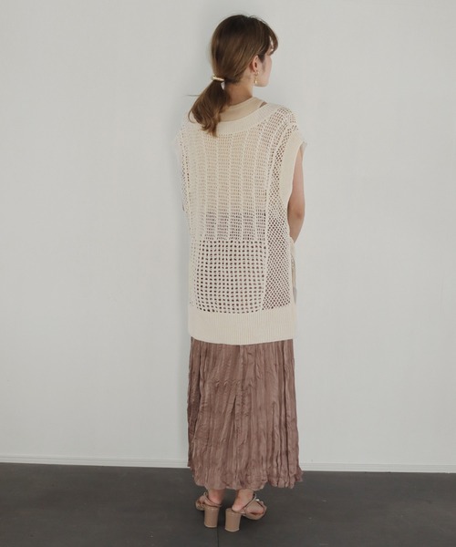 CLEIO（クレイオ）の「【CLEIO】クロシェハンドニットベスト（ニット/セーター・レディース・ダークブラウン/カーキ/アイボリー・FREE）」の10枚目の写真