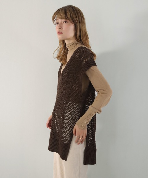 CLEIO（クレイオ）の「【CLEIO】クロシェハンドニットベスト（ニット/セーター・レディース・ダークブラウン/カーキ/アイボリー・FREE）」の17枚目の写真