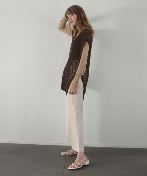 CLEIO（クレイオ）の「【CLEIO】クロシェハンドニットベスト（ニット/セーター・レディース・ダークブラウン/カーキ/アイボリー・FREE）」の11枚目の写真