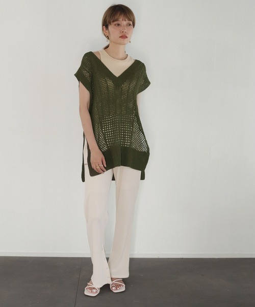 CLEIO（クレイオ）の「【CLEIO】クロシェハンドニットベスト（ニット/セーター・レディース・ダークブラウン/カーキ/アイボリー・FREE）」の21枚目の写真