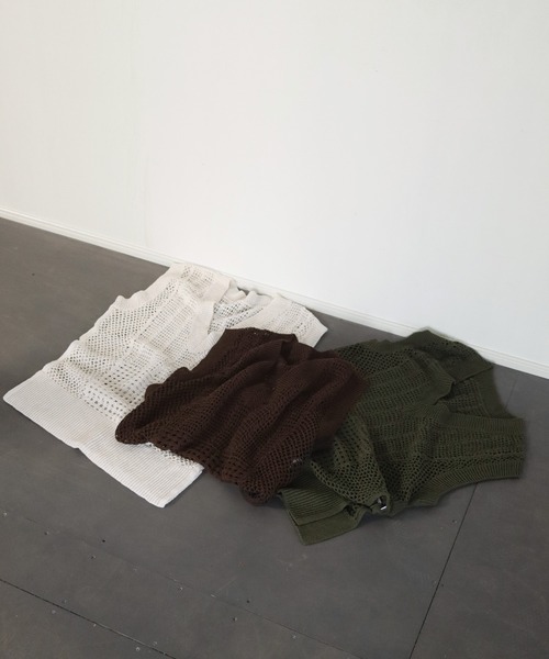 CLEIO（クレイオ）の「【CLEIO】クロシェハンドニットベスト（ニット/セーター・レディース・ダークブラウン/カーキ/アイボリー・FREE）」の15枚目の写真