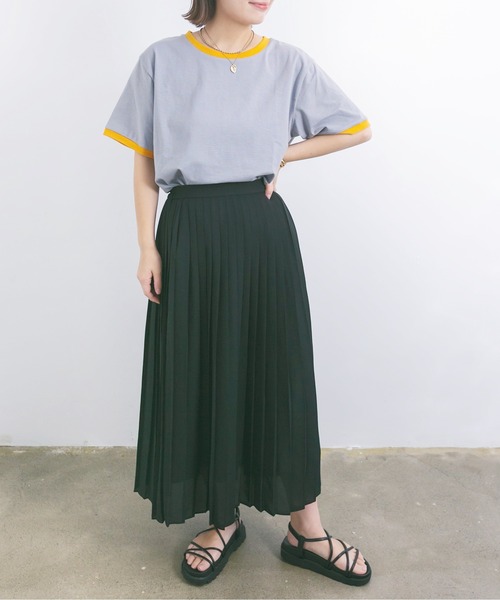nemne store（ネンネストア）の「海を見つめる細ボーダーリンガーTシャツ（Tシャツ/カットソー・レディース・ベージュ/サックスブルー/グリーン・F）」の19枚目の写真