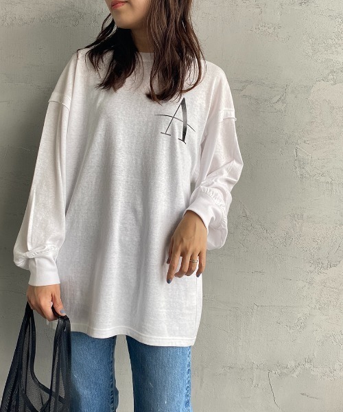 AMERICANA（アメリカーナ）の「[Americana×JEANS FACTORY/アメリカーナ×ジーンズファクトリー] 別注 バックプリントレイヤードロンT（Tシャツ/カットソー・レディース・ホワイト/スミクロ/モカ・ONE SIZE）」の16枚目の写真