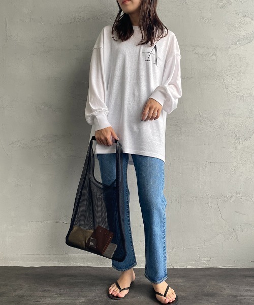 AMERICANA（アメリカーナ）の「[Americana×JEANS FACTORY/アメリカーナ×ジーンズファクトリー] 別注 バックプリントレイヤードロンT（Tシャツ/カットソー・レディース・ホワイト/スミクロ/モカ・ONE SIZE）」の10枚目の写真