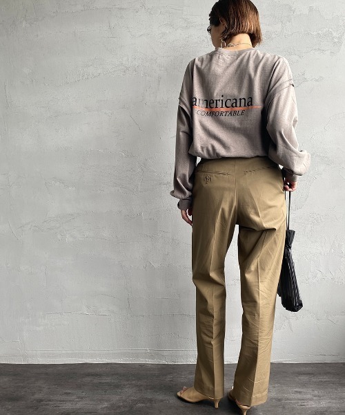 AMERICANA（アメリカーナ）の「[Americana×JEANS FACTORY/アメリカーナ×ジーンズファクトリー] 別注 バックプリントレイヤードロンT（Tシャツ/カットソー・レディース・ホワイト/スミクロ/モカ・ONE SIZE）」の19枚目の写真