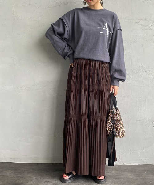 AMERICANA（アメリカーナ）の「[Americana×JEANS FACTORY/アメリカーナ×ジーンズファクトリー] 別注 バックプリントレイヤードロンT（Tシャツ/カットソー・レディース・ホワイト/スミクロ/モカ・ONE SIZE）」の11枚目の写真