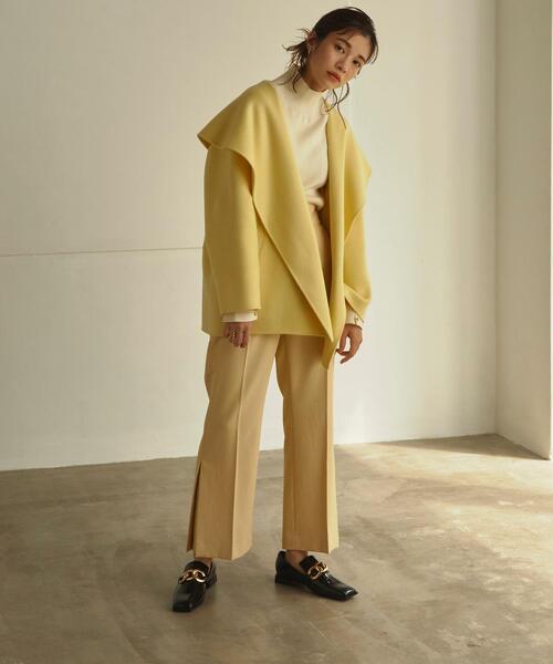 EMMEL REFINES(エメルリファインズ)の「<EMMEL REFINES(エメル リファインズ)>裾タックスラックスパンツ -ウォッシャブル-(その他パンツ・レディース・ブラック/オレンジ/クリーム/ワインレッド/ケリー・S/M)」の1枚目の写真