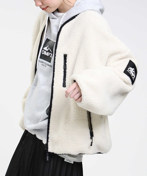 CAMP7（キャンプセブン）の「【CAMP7】リバーシブルボアジャケット（その他アウター・レディース・オフホワイト/グリーン/ホワイト×カーキブラウン・M/L）」の4枚目の写真