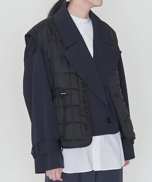 ASTRAET（アストラット）の「＜ASTRAET（アストラット）＞ギャバ ショート トレンチコート（トレンチコート・レディース・ネイビー/モカ・FREE）」の14枚目の写真