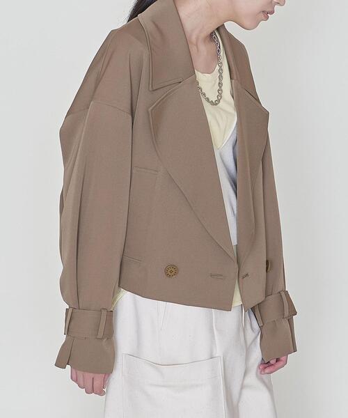 ASTRAET（アストラット）の「＜ASTRAET（アストラット）＞ギャバ ショート トレンチコート（トレンチコート・レディース・ネイビー/モカ・FREE）」の6枚目の写真