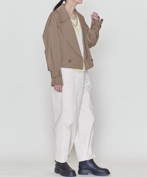 ASTRAET（アストラット）の「＜ASTRAET（アストラット）＞ギャバ ショート トレンチコート（トレンチコート・レディース・ネイビー/モカ・FREE）」の8枚目の写真