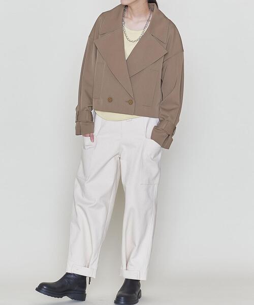 ASTRAET（アストラット）の「＜ASTRAET（アストラット）＞ギャバ ショート トレンチコート（トレンチコート・レディース・ネイビー/モカ・FREE）」の10枚目の写真